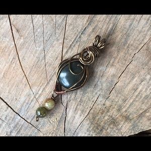 Jade and green amethyst pendant